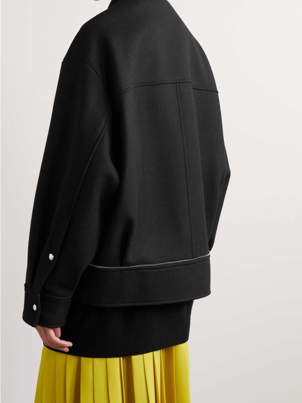 KHAITE HERMAN Wool Zip-Up Moto Jacket with Silver Hardware - Picture 7 of 7